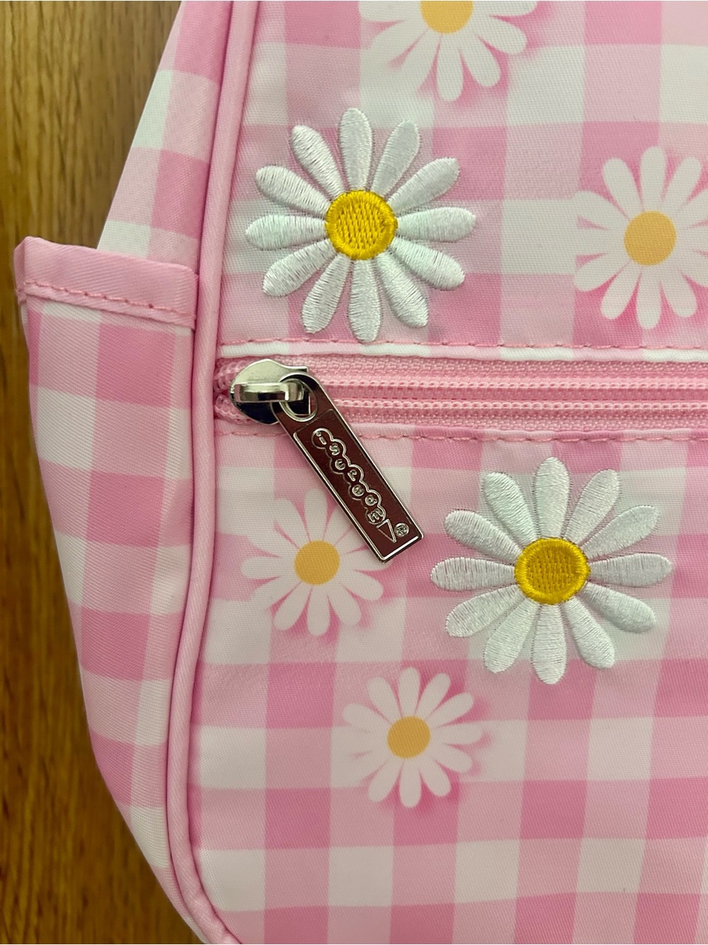 Iscream Pink Gingham Daisy Mini Backpack Embroidered Floral Bag - Picture 5 of 7